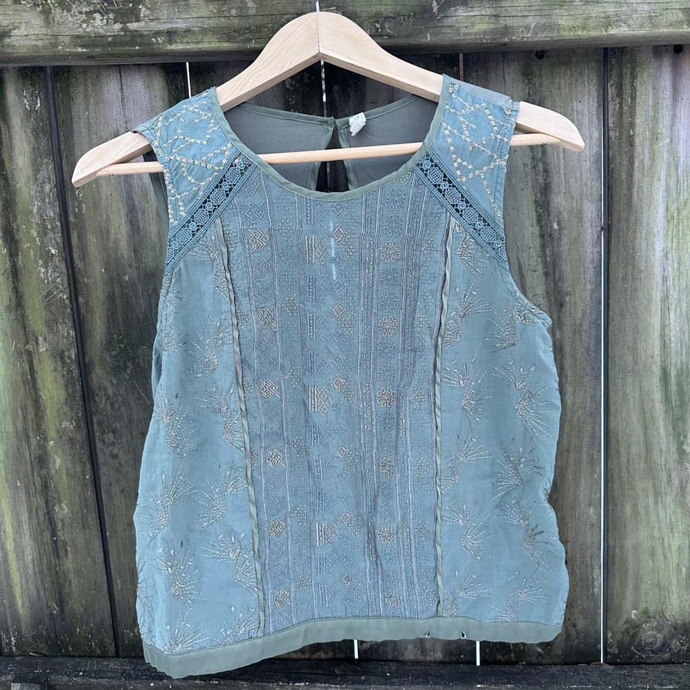 Anthropologie TINY Embellished Embroidered Sleeveless Boho Tank Top Size Small - Picture 2 of 10